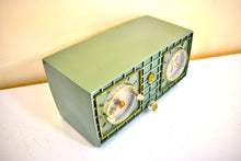 Load image into Gallery viewer, Olive Green 1956 RCA Victor Model 6-C-8B Vacuum Tube AM Clock Radio Excellent Condition Sounds Great!