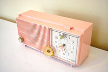 Load image into Gallery viewer, Sassy Pink 1962 RCA Victor Model RFD15P AM Vacuum Tube Clock Radio Sounds Terrific! Mid Century Looker!