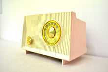 Load image into Gallery viewer, Carnation Pink White Vintage 1960 RCA Victor Model X-2FE AM 'The Sportflair' Vacuum Tube Radio Sounds Great!
