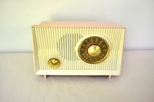 Load image into Gallery viewer, Carnation Pink White Vintage 1960 RCA Victor Model X-2FE AM 'The Sportflair' Vacuum Tube Radio Sounds Great!