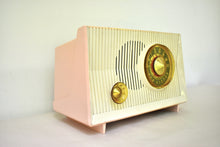 Load image into Gallery viewer, Carnation Pink White Vintage 1960 RCA Victor Model X-2FE AM 'The Sportflair' Vacuum Tube Radio Sounds Great!