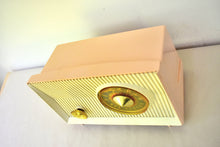 Load image into Gallery viewer, Carnation Pink White Vintage 1960 RCA Victor Model X-2FE AM 'The Sportflair' Vacuum Tube Radio Sounds Great!