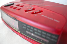 Load image into Gallery viewer, Candy Apple Red Radio Shack Model 12-8633 AM FM Digital Alarm Clock Radio! Excellent Condition!