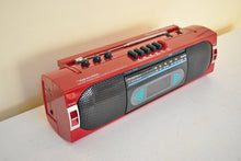 Load image into Gallery viewer, Cardinal Red 80s Realistic Sound Model SCR-35 AM FM Cassette Stereo Mini Boombox Radio! Sounds Great Excellent Condition!