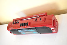 Load image into Gallery viewer, Cardinal Red 80s Realistic Sound Model SCR-35 AM FM Cassette Stereo Mini Boombox Radio! Sounds Great Excellent Condition!