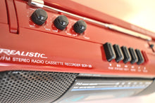 Load image into Gallery viewer, Cardinal Red 80s Realistic Sound Model SCR-35 AM FM Cassette Stereo Mini Boombox Radio! Sounds Great Excellent Condition!