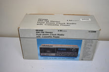 画像をギャラリービューアに読み込む, Walnut Grain Sears Model 23486 AM FM Cassette Digital Alarm Clock Radio! Excellent Condition! Original Box!
