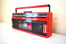 Load image into Gallery viewer, Engine Red 80s Sharp Model CT-248(R) AM FM Cassette Mini Boombox Radio! Sounds Great Excellent Condition!