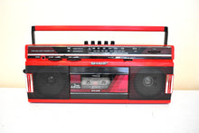 Load image into Gallery viewer, Engine Red 80s Sharp Model CT-248(R) AM FM Cassette Mini Boombox Radio! Sounds Great Excellent Condition!
