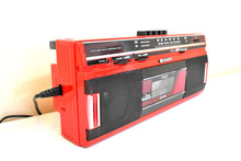 Load image into Gallery viewer, Engine Red 80s Sharp Model CT-248(R) AM FM Cassette Mini Boombox Radio! Sounds Great Excellent Condition!