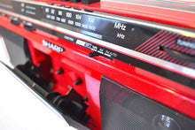 Load image into Gallery viewer, Engine Red 80s Sharp Model CT-248(R) AM FM Cassette Mini Boombox Radio! Sounds Great Excellent Condition!