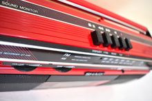 Load image into Gallery viewer, Engine Red 80s Sharp Model CT-248(R) AM FM Cassette Mini Boombox Radio! Sounds Great Excellent Condition!