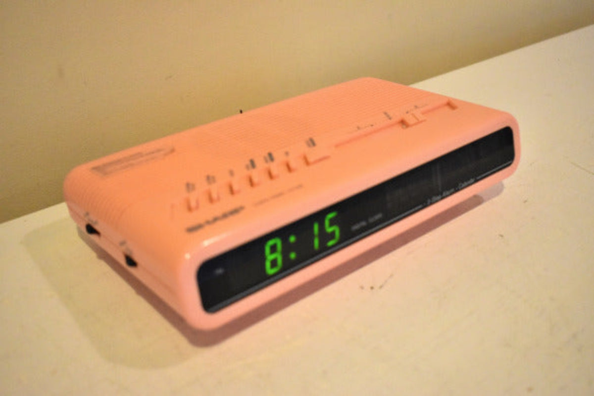 Flamingo Pink 1980s Sharp Model FX-C11P AM FM Digital Alarm Clock Radi ...