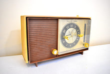 Charger l&#39;image dans la galerie, Coppertone 1964 Silvertone Model 6036 Vacuum Tube AM Clock Radio Excellent Condition and Great Sounding!