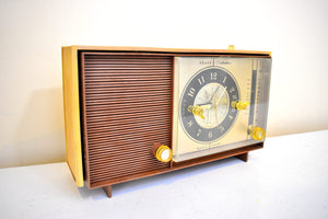 Coppertone 1964 Silvertone Model 6036 Vacuum Tube AM Clock Radio Excellent Condition and Great Sounding!