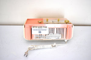 Pink and Ivory 1964 Silvertone Model 5039 Vacuum Tube AM Clock Radio Excellent Condition and Great Sounding!