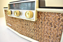 Load image into Gallery viewer, Chocolate Brown 1959 Silvertone Model 9007 Vacuum Tube AM Clock Radio Sounds Terrific! Excellent Condition!