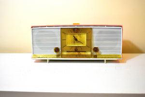 Peony Pink 1959 Silvertone Model 9027 Vacuum Tube AM Clock Radio Rare Model! Rescued From House Fire!