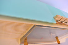 Load image into Gallery viewer, Celeste Blue and White 1959 Silvertone Model 9027 Vacuum Tube AM Clock Radio Super Rare Model!