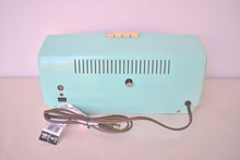 Load image into Gallery viewer, Celeste Blue and White 1959 Silvertone Model 9027 Vacuum Tube AM Clock Radio Super Rare Model!