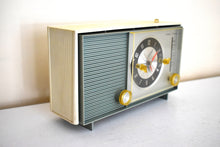 Load image into Gallery viewer, Monterey Blue 1964 Silvertone Model 4035 Vacuum Tube AM Clock Radio Excellent Condition and Great Sounding!