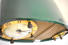Load image into Gallery viewer, Football Green 1954 Sparton Model 5A4C Vacuum Tube AM Clock Radio Rare Model and Color Sounds Fantastic!