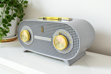 Load image into Gallery viewer, Gull Gray 1955 Zenith Model R-510R Vacuum Tube AM Radio Oval Owl Eyes! Amazing Reception!