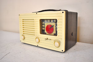 Alligator Wood 1950 Travler Model 5022 AM Portable Vacuum Tube Radio Excellent Condition! Sounds Great!