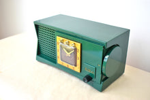 Load image into Gallery viewer, Emerald Green 1954 Travler Model 55C42 Vacuum Tube AM Radio Rare Design and Color! Sounds Great! Excellent Condition!