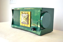 Load image into Gallery viewer, Emerald Green 1954 Travler Model 55C42 Vacuum Tube AM Radio Rare Design and Color! Sounds Great! Excellent Condition!