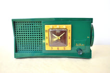 Load image into Gallery viewer, Emerald Green 1954 Travler Model 55C42 Vacuum Tube AM Radio Rare Design and Color! Sounds Great! Excellent Condition!