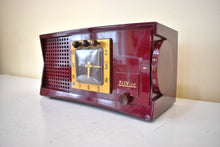 Load image into Gallery viewer, Maroon Burgundy 1955 Travler Model 55C42 Vacuum Tube AM Radio Rare Design! Sounds Great! Excellent Condition!