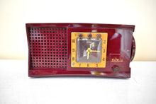 Load image into Gallery viewer, Maroon Burgundy 1955 Travler Model 55C42 Vacuum Tube AM Radio Rare Design! Sounds Great! Excellent Condition!