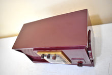 Load image into Gallery viewer, Maroon Burgundy 1955 Travler Model 55C42 Vacuum Tube AM Radio Rare Design! Sounds Great! Excellent Condition!