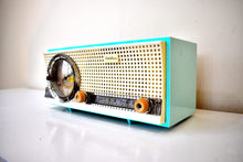 Load image into Gallery viewer, Chalfonte Blue Turquoise 1959 Truetone D-2801 Vacuum Tube AM Clock Radio Excellent Condition! Sounds Stellar!