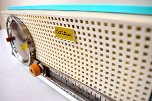 チャルフォンテ ブルー ターコイズ 1959 Truetone D-2801 真空管 AM クロック ラジオ 素晴らしい状態です。ステラーですね！
