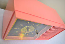 Load image into Gallery viewer, Bubble Gum Pink 1957 Truetone Model 2852 AM Vacuum Tube Alarm Clock Radio Rare Color! Sounds Great!