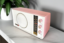 Load image into Gallery viewer, Tuscadero Pink White 1963 Olympic Model AFM-20 Vacuum Tube AM FM Radio Sounds Beautiful!