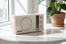 Load image into Gallery viewer, Tuscadero Pink White 1963 Olympic Model AFM-20 Vacuum Tube AM FM Radio Sounds Beautiful!