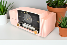 Load image into Gallery viewer, Princess Pink Mid Century 1959 General Electric Model C-416C Vacuum Tube AM Clock Radio Beauty Sounds Fantastic Excellent Condition! 