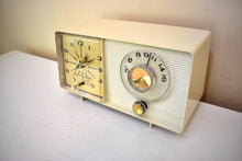 Load image into Gallery viewer, Ivory White Vintage 1962 General Electric Model C-403A AM Vacuum Tube Clock Radio Sounds Great!