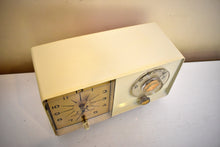 Load image into Gallery viewer, Ivory White Vintage 1962 General Electric Model C-403A AM Vacuum Tube Clock Radio Sounds Great!