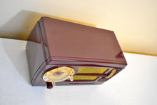 Load image into Gallery viewer, Oxblood Burgundy 1952 Westinghouse Model H355-T5 Vacuum Tube AM Clock Radio Beauty Sounds Fantastic!
