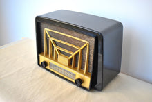 画像をギャラリービューアに読み込む, Deco Black and Gold Beauty 1950 Westinghouse Model H321T5 Vacuum Tube AM Radio Sounds Great Excellent Plus Condition!
