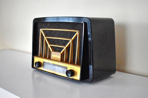 Deco Black and Gold Beauty 1950 Westinghouse Model H321T5 Vacuum Tube AM Radio Sounds Great Excellent Plus Condition!