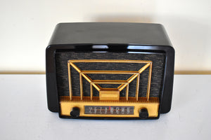 Deco Black and Gold Beauty 1950 Westinghouse Model H321T5 Vacuum Tube AM Radio Sounds Great Excellent Plus Condition!