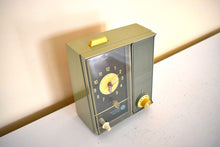 Load image into Gallery viewer, Aspen Green 1968 Westinghouse Model RLA-1111A Solid State Transistor AM Clock Radio Excellent Condition and Great Sounding!