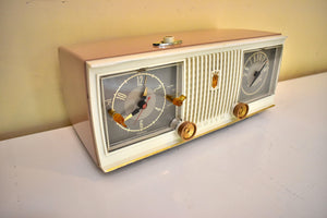 Sandalwood Tan and White 1960 Zenith Model C519 'The Nocturne' AM Vacuum Tube Radio Looks Great Sounds Marvelous! Excellent Condition!