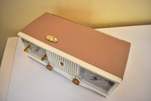 Load image into Gallery viewer, Sandalwood Tan and White 1960 Zenith Model C519 &#39;The Nocturne&#39; AM Vacuum Tube Radio Looks Great Sounds Marvelous! Excellent Condition!