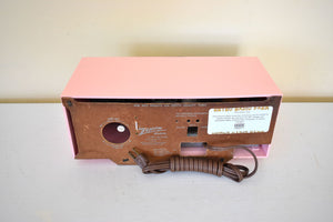 Priscilla Pink Mid Century Vintage 1958 Zenith A519V AM Vacuum Tube Clock Radio Works Great! Excellent Condition!